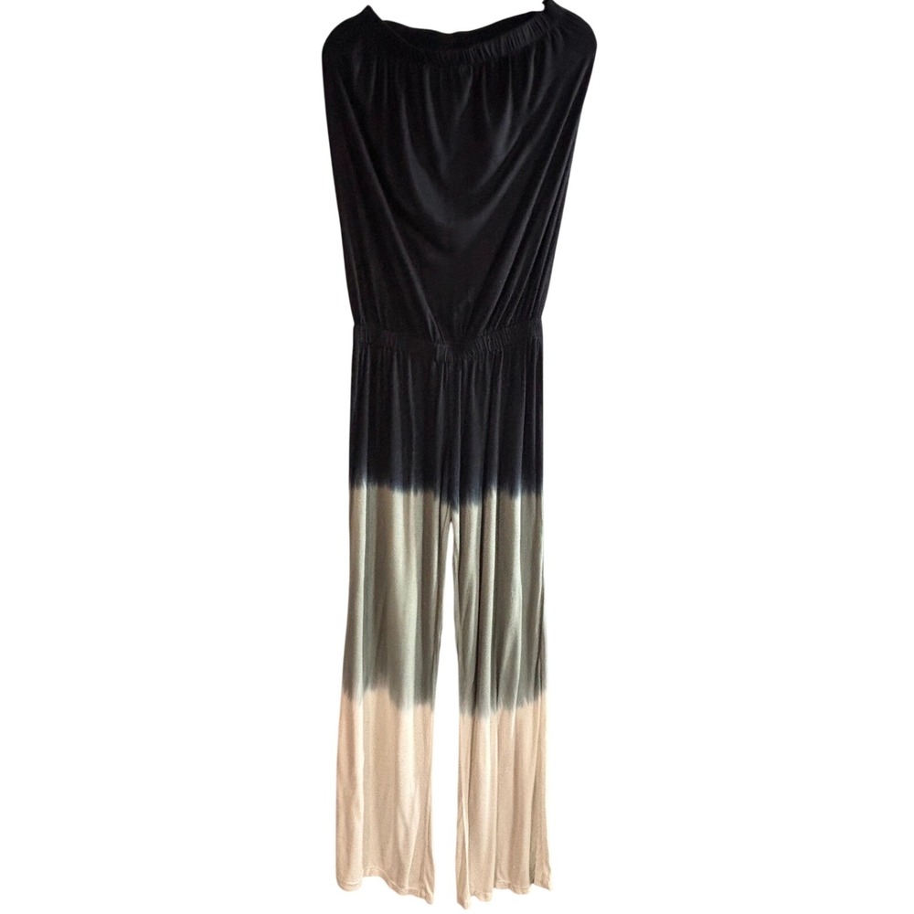 Ingear Women Large Black Tie Dye Strapless Wide Leg Jumpsuit IDD4040 Rayon Boho